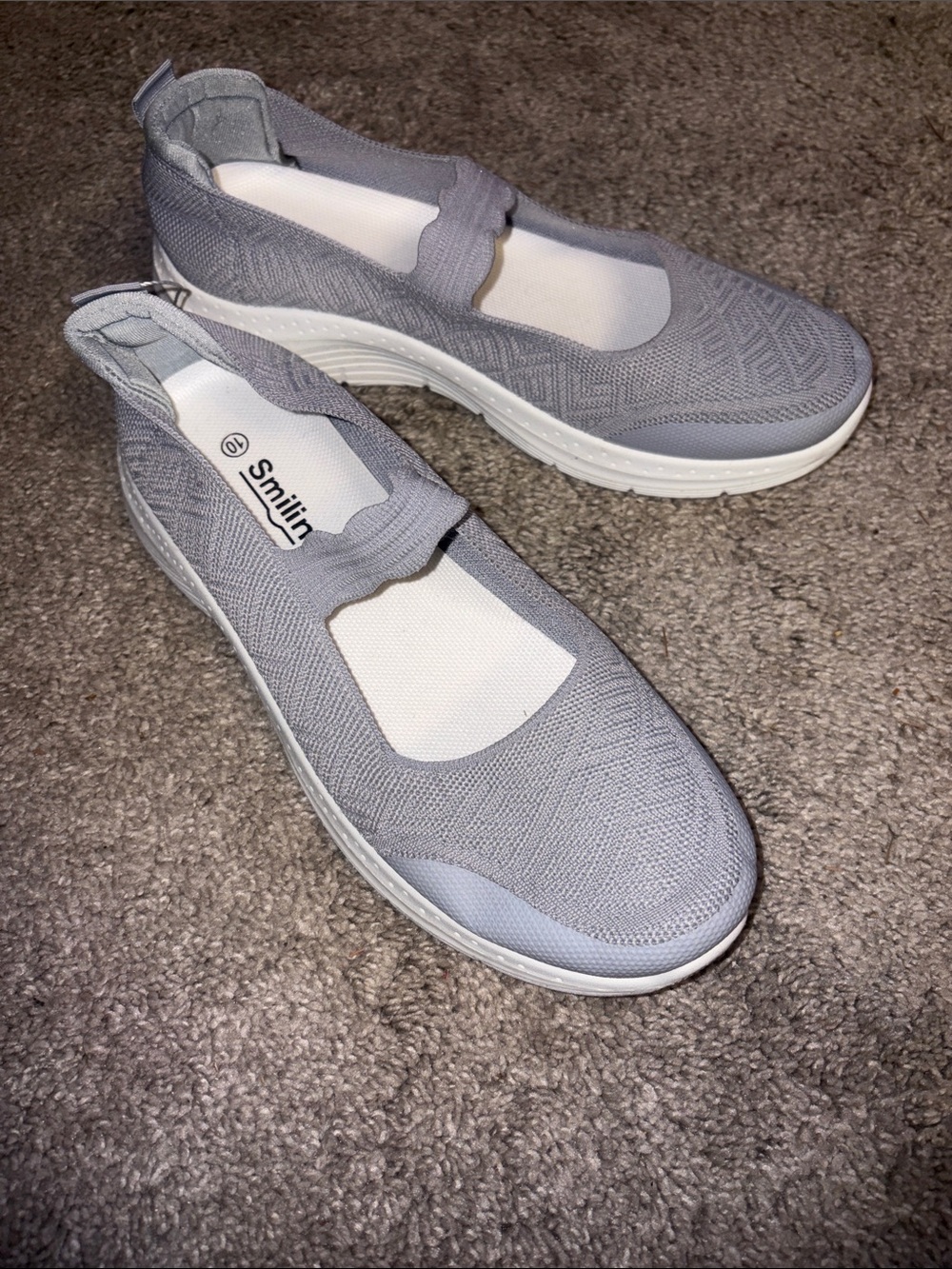 Women's Slip-On Mary Jane Flats in Gray new